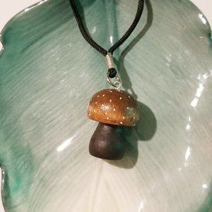 Wooden mushroom necklace